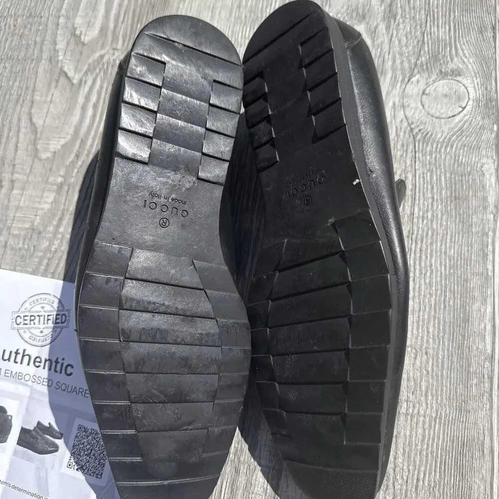 Gucci Dress Loafers GG Monogram Embossed Square Toe Leather Size I 9.5/US 10.5.